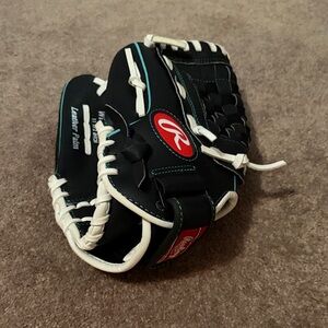 Rawlings Black, White, and Teal Softball Glove